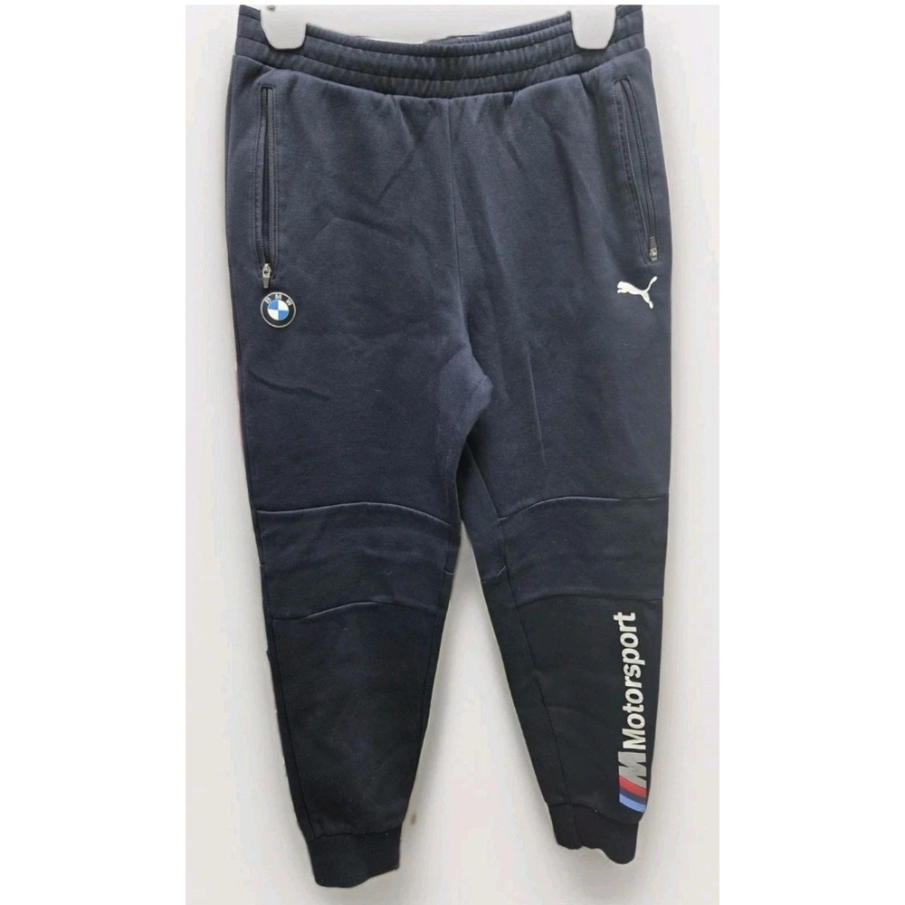Puma BMW M Motorsport Mens Navy Blue Jogger Sweatpants Zipper Pockets